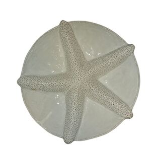 Mud Pie Starfish Collection Divided Dish  White Glaze 5 Sections Vegetable Tray